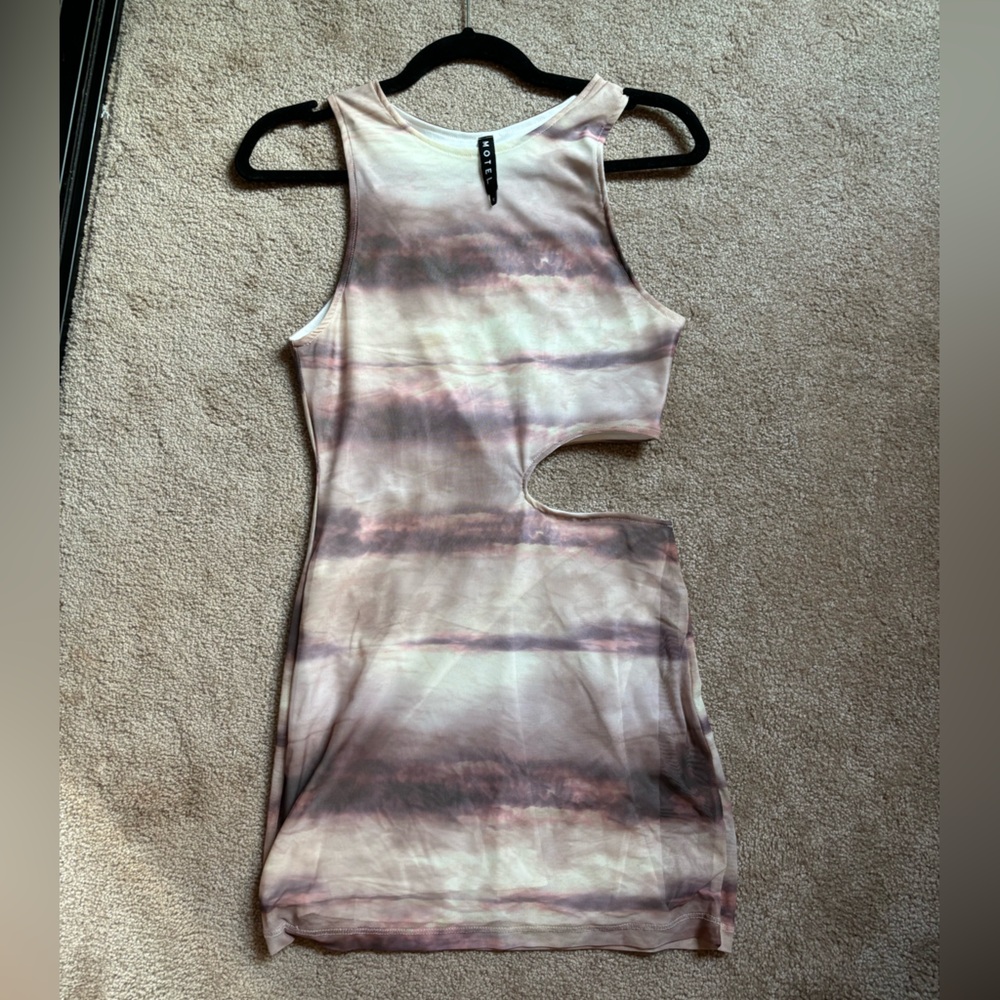 Motel Rocks Mitchel Bodycon Dress in Abstract Animal Mesh